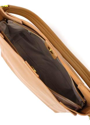 Женская деловая сумка из натуральной кожи 22110 vintage песочная5 фото