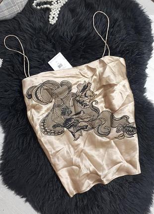 Атласная майка от warehouse/майка на тонких бретелях.топ в бельевом стиле.шёлк