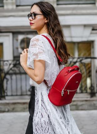 Шкіряний жіночий міні-рюкзак kylie червоний7 фото
