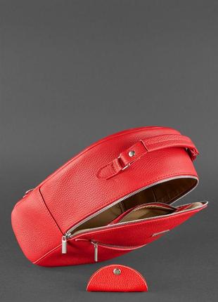 Шкіряний жіночий міні-рюкзак kylie червоний5 фото