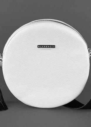 Кругла жіноча шкіряна сумочка tablet біла9 фото