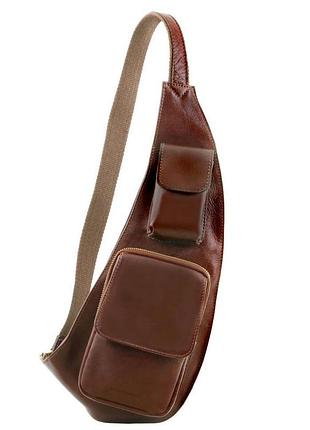 Кожаный рюкзак для досуга через плече tuscany leather tl141352 (коричневый)