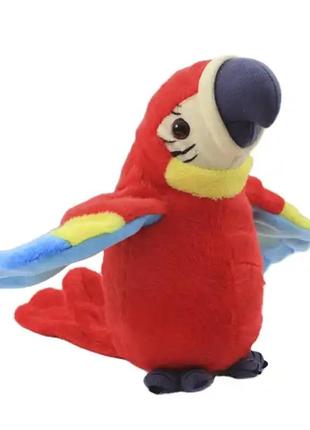 Папуга інтерактивна м'яка іграшка червоний папуга кращий товар2 фото