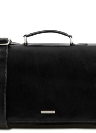 Шкіряна сумка портфель mantova tl smart tl142068 від tuscany (чорний)