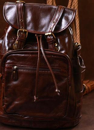 Рюкзак кожаный vintage 14843 коричневый10 фото