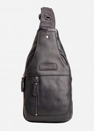 Сумка-слинг мужская кожаная hill burry hb6101a черная