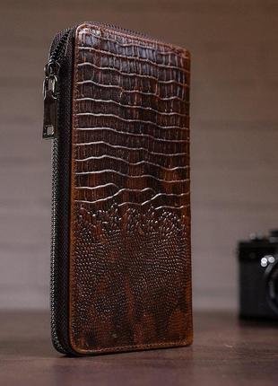 Чоловічий клатч із силуетом каймана 20235 vintage коричневий4 фото
