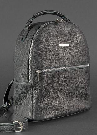 Шкіряний жіночий міні-рюкзак kylie чорний10 фото