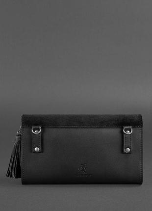 Шкіряна жіноча сумка еліс чорна велюр6 фото