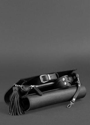 Шкіряна жіноча сумка еліс чорна велюр7 фото