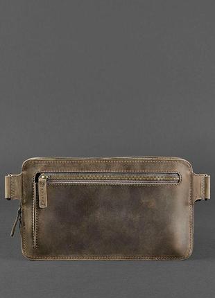 Шкіряна поясна сумка dropbag maxi темно-коричнева crazy horse4 фото