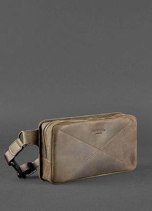 Шкіряна поясна сумка dropbag maxi темно-коричнева crazy horse3 фото