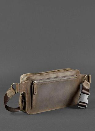 Шкіряна поясна сумка dropbag maxi темно-коричнева crazy horse5 фото