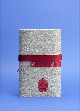 Фетровий жіночий блокнот (софт-бук) 1.0 фетр з шкіряними бордовими вставками3 фото