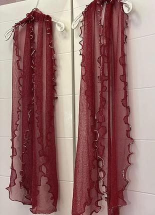 Красивый легкий шарф, бордового цвета с люрексовой нитью
