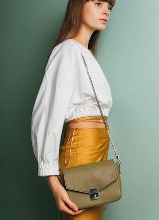 Жіноча шкіряна сумочка yoko оливкова2 фото