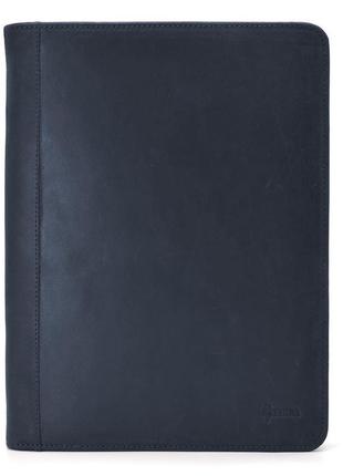 Кожаная папка для деловых документов а4+, органайзер tarwa rk-1294-4lx синяя