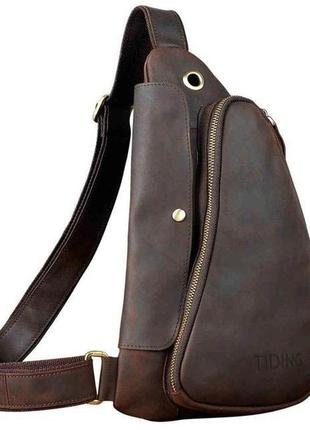 Кожаный рюкзак слинг tiding tid3026c коричневый