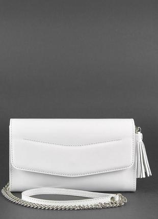 Біла шкіряна жіноча сумка еліс3 фото