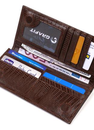 Фактурний чоловічий вертикальний гаманець із натуральної шкіри з тисненням canpellini 21899 коричневий5 фото