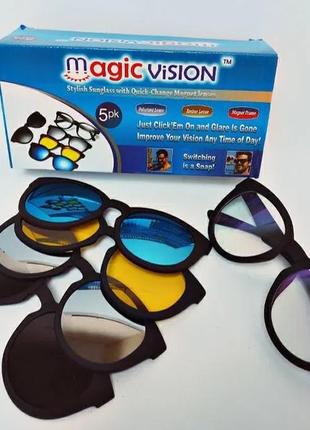 Окуляри 5 в 1 сонцезахисні антивідблиски magic vision кращий товар