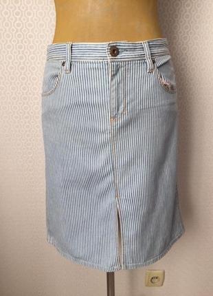Джинсовая юбка в бело-голубую полоску от добротного gap, размер англ 10, укр 44-46