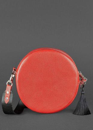 Кругла жіноча шкіряна сумочка tablet червона4 фото