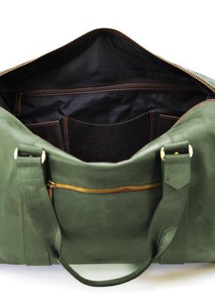 Кожаная дорожная спортивная сумка тревел tarwa re-0320-4lx зеленая2 фото