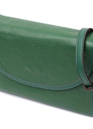 Компактная женская кожаная сумка с полукруглым клапаном vintage 22260 зеленая