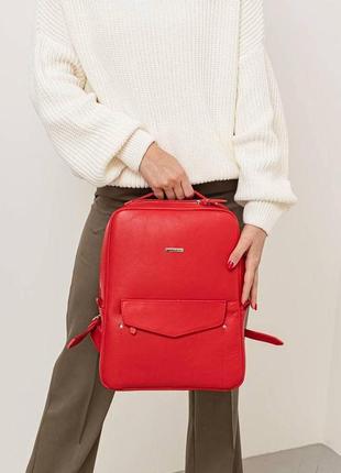Шкіряний міський жіночий рюкзак на блискавці cooper червоний7 фото