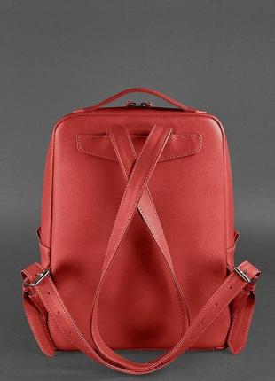 Шкіряний міський жіночий рюкзак на блискавці cooper червоний4 фото