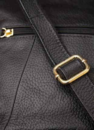 Женская компактная сумка из кожи 20415 vintage черная8 фото