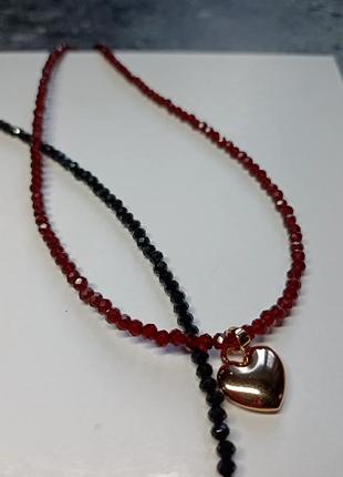 Червоне рубінове намисто-чокер з чеського кришталю3 фото