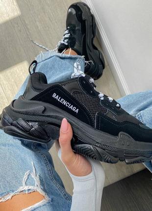Кроссовки balenciaga triple s clear sole black