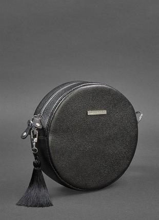 Кругла жіноча шкіряна сумочка tablet чорна blackwood2 фото
