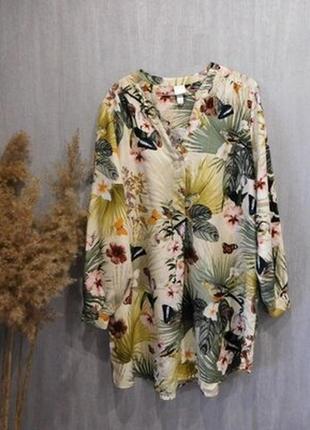 Натуральне плаття-рубашка в тропічний принт h&m4 фото