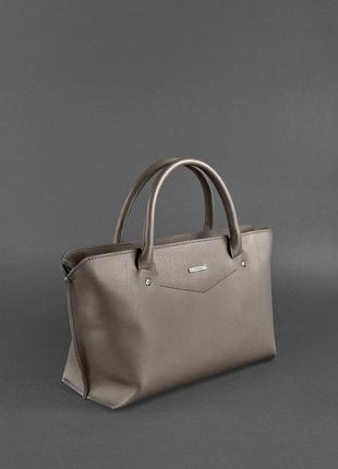 Жіноча шкіряна сумка midi темно-бежева3 фото