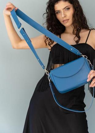 Жіноча шкіряна сумка molly яскраво-синя7 фото