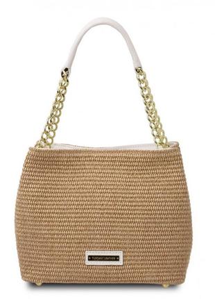 Жіноча шкіряна сумка-відро tuscany bucket bag tl142208 (бежевий)