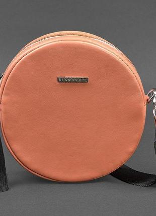 Кругла жіноча шкіряна сумочка tablet коралова5 фото