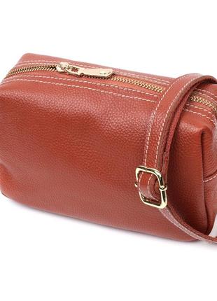 Оригинальная женская сумка с двумя ремнями из натуральной кожи vintage 22273 коричневый