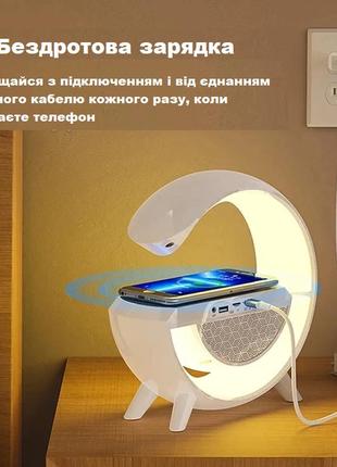 Ночник бездротова зарядка bluetooth колонкою led настільний годинник кращий товар9 фото