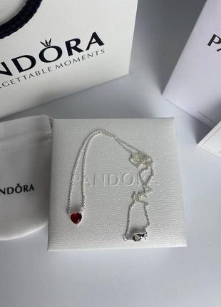 Pandora намисто червоне серце з ореолом