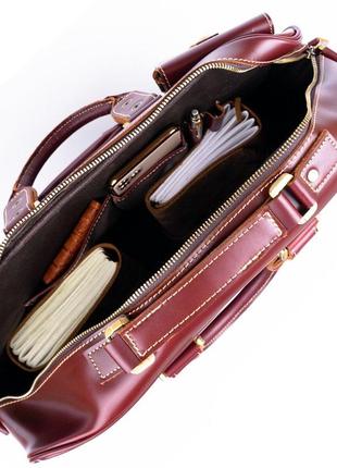 Дорожня сумка-портфель vintage 14776 бордова3 фото