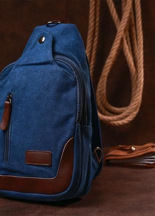 Текстильная мужская сумка через плечо vintage 20387 синий6 фото