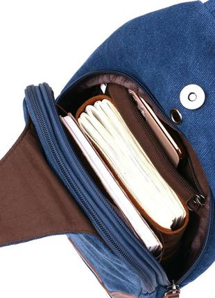 Текстильная мужская сумка через плечо vintage 20387 синий4 фото