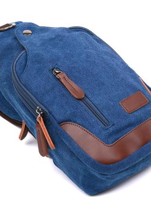 Текстильная мужская сумка через плечо vintage 20387 синий3 фото