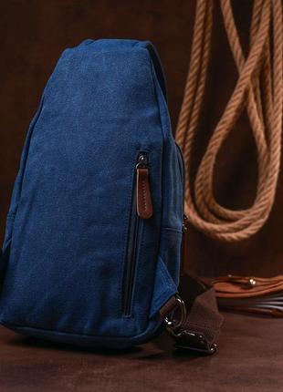 Текстильная мужская сумка через плечо vintage 20387 синий7 фото