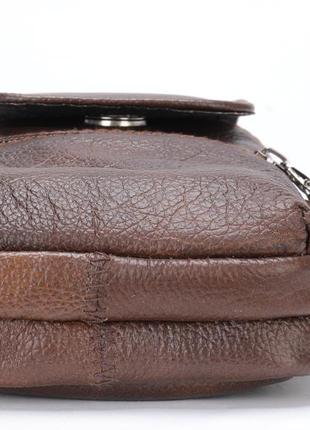 Сумка-барсетка на ремень брюк кожаная vintage 20352 коричневая4 фото