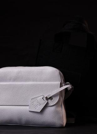 Жіноча сумка крос-боді з натуральної шкіри grande pelle 11650 біла8 фото